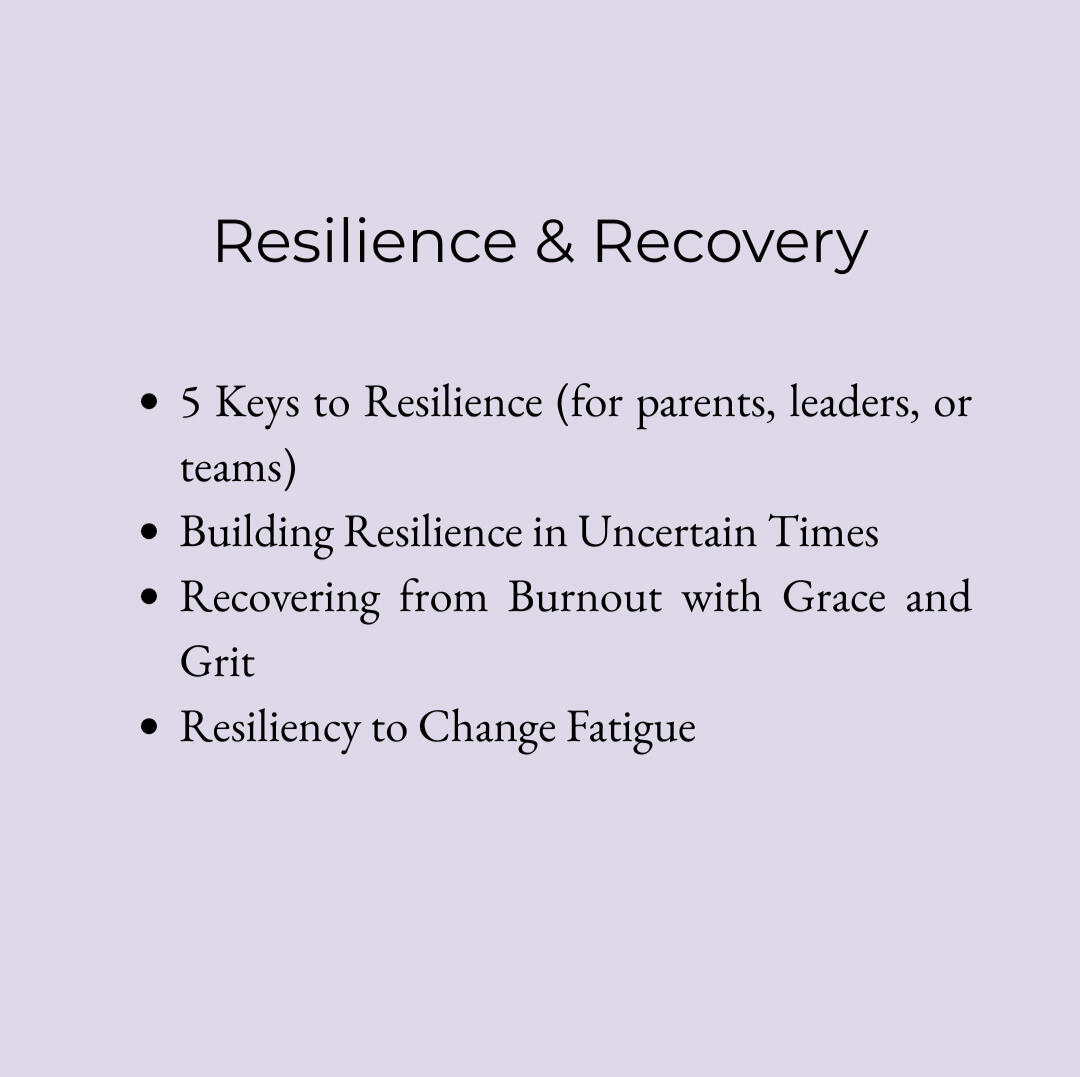 Resilience and Recovery Wellness Webinars Bulleted List